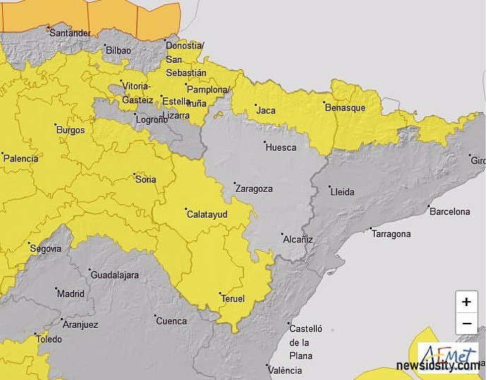 Gelber Alarm für Regen in den Huesca-Pyrenäen und Winde, die auch die Provinzen Teruel und Zaragoza betreffen